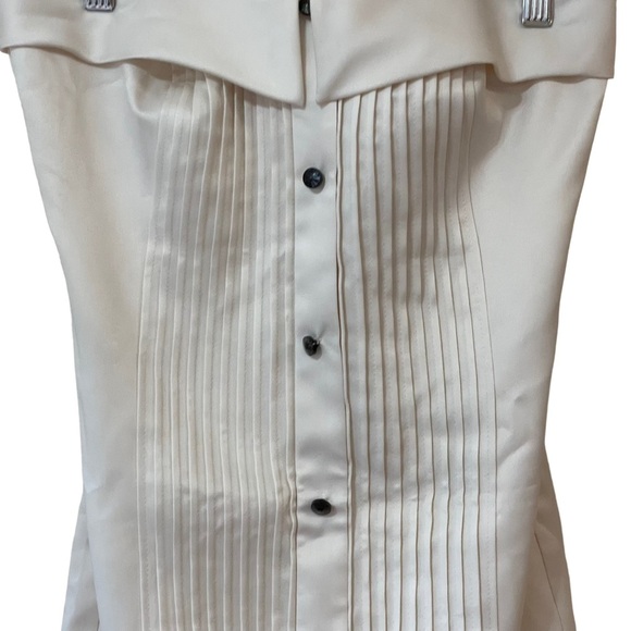 Alexandra Dillon‎ Winter White Tuxedo Dress w/ Black Sash - Picture 5 of 16